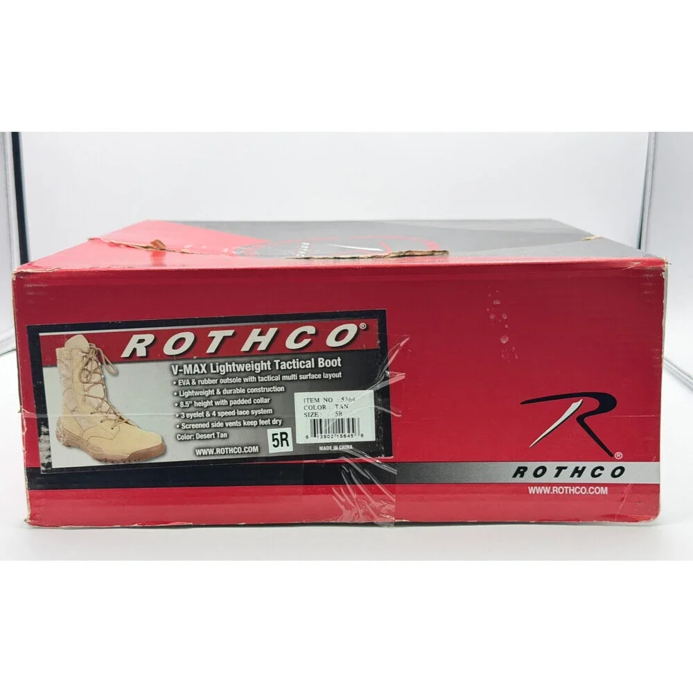 NWT Rothco V-Max Lightweight Tactical Boot Men's 5R Coyote Brown Lace Up Hiking
